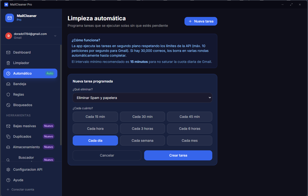 Programador de limpieza automática