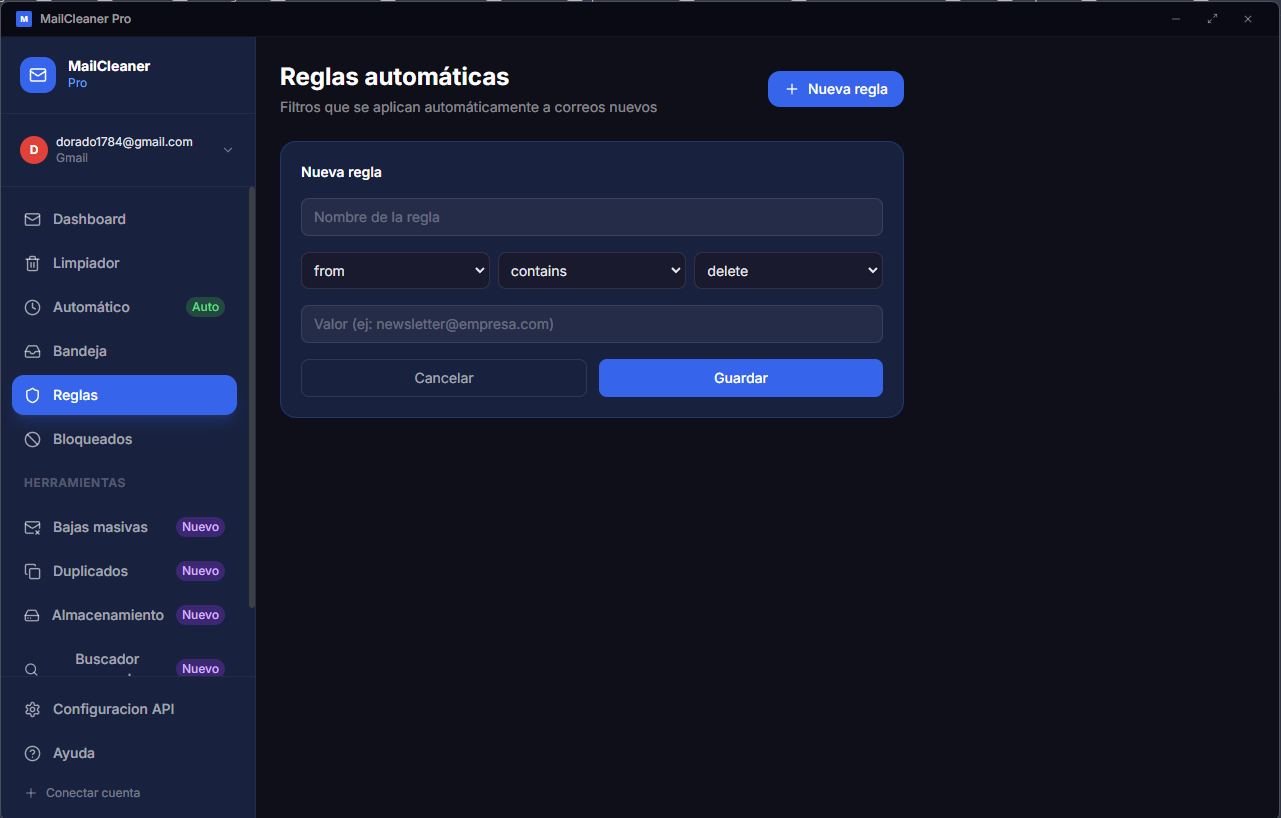 Reglas de automatización